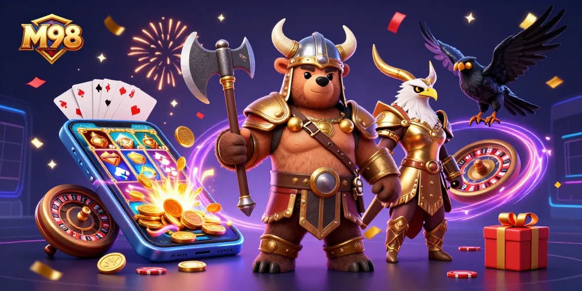 Experience thrilling M98 action with a Viking bear, Valkyrie eagle, and immersive casino games.