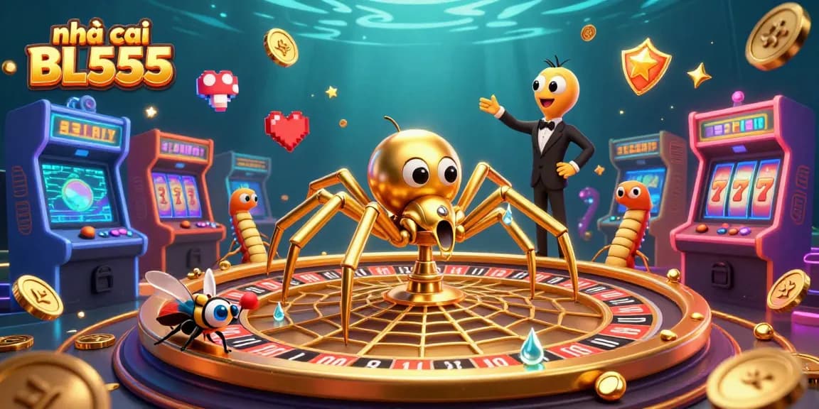 Engage with thrilling spins at nhà cái BL555's golden roulette wheel, with a vibrant 3D casino scene.