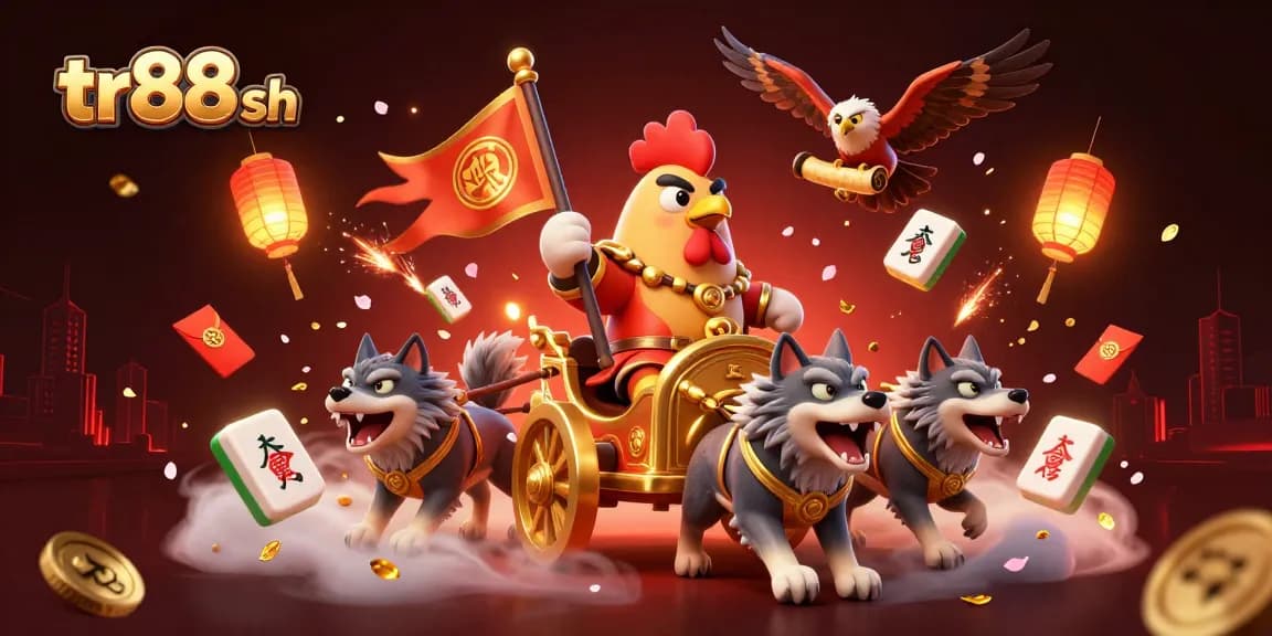 Experience thrilling gameplay at tr88 sh with a dynamic scene of a rooster warlord and royal gaming elements