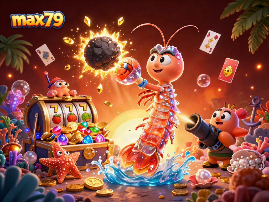 Engage with max79's galactic jackpot adventure featuring a heroic mantis shrimp.
