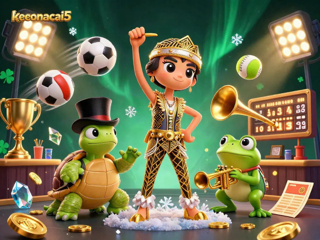 Bet on keonhacai5 for thrilling virtual casino experiences at a lively speakeasy with cartoon characters.