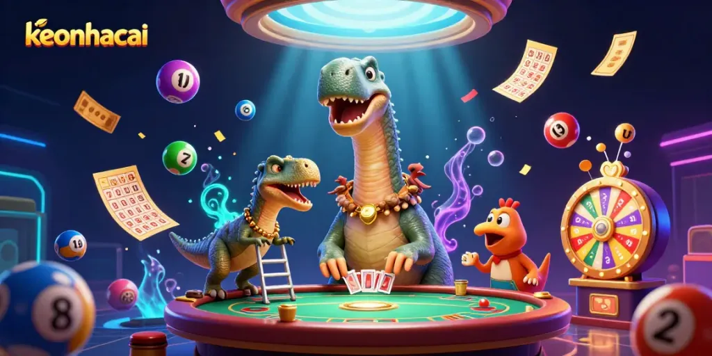 Engage with keonhacai's thrilling casino atmosphere featuring iconic characters and vibrant game elements.