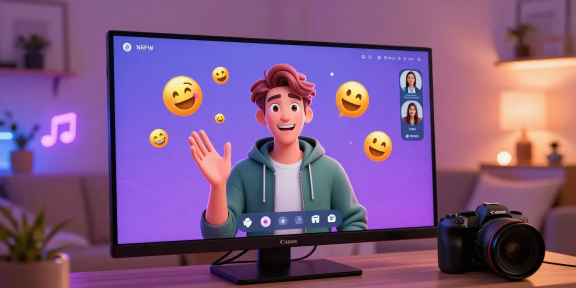 Engaging user in an NSFW chat with animated avatar in cozy digital environment.