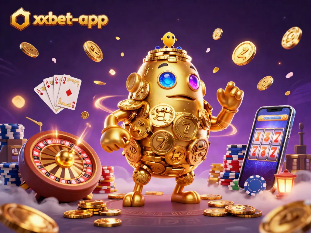 Experience the excitement of gaming with oxbet-app featuring vibrant 3D elements and golden casino icons.