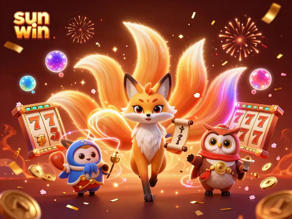 Experience sun win with vibrant 3D illustrations of lucky slots and charming characters in a captivating casino world.
